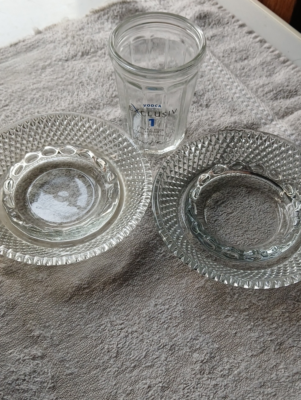 Clear Glass Bowls and Branded Vodka Glass - Clear